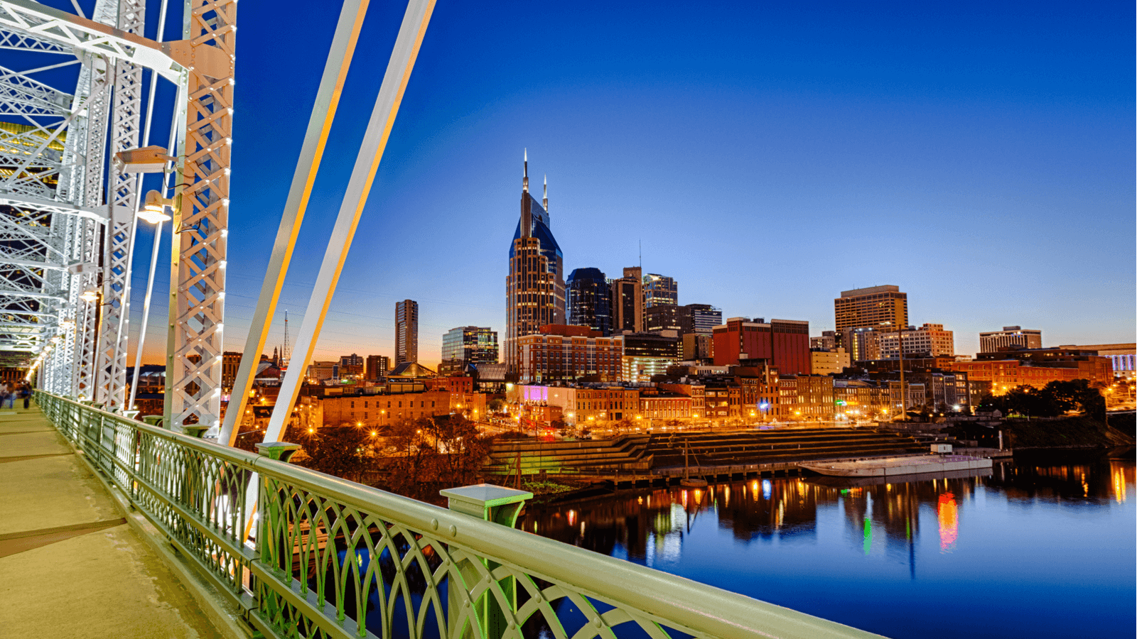Nashville, Tennessee skyline from bridge